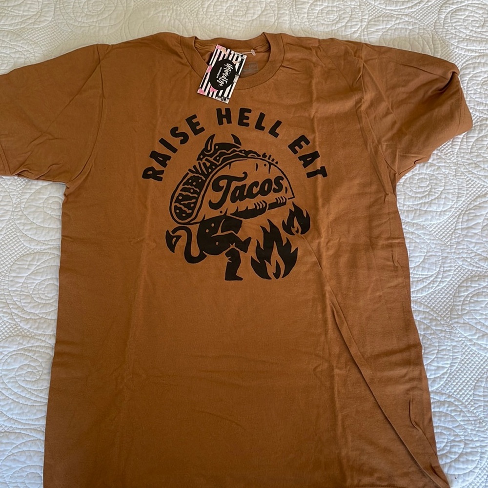 size M tshirt “raise hell eat tacos” NWT